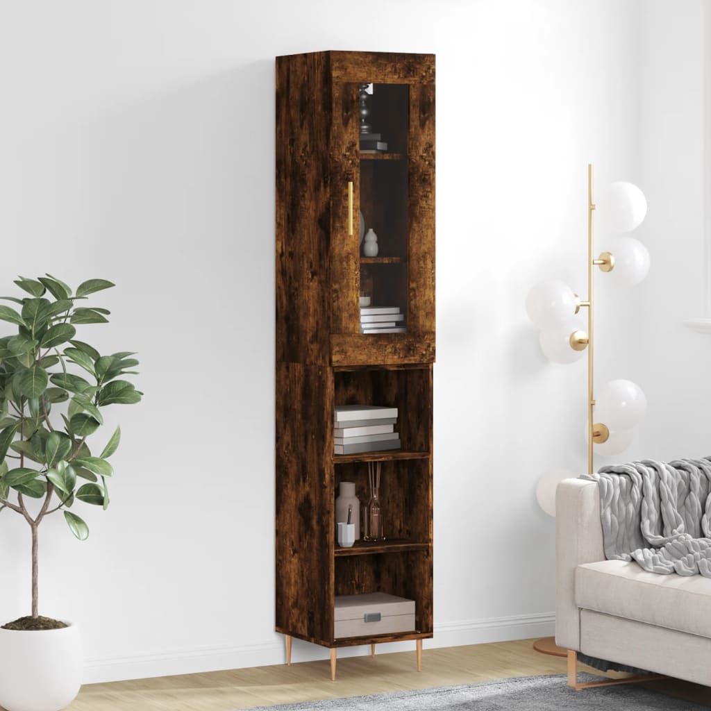 Visoka komoda dimljeni hrast 34,5x34x180cm konstruiranog drva