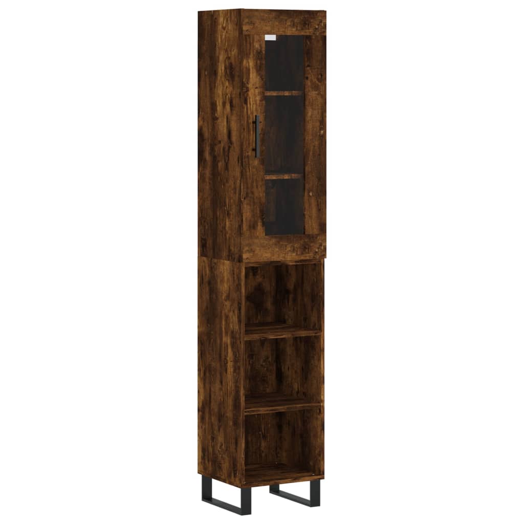 Visoka komoda dimljeni hrast 34,5x34x180cm konstruiranog drva