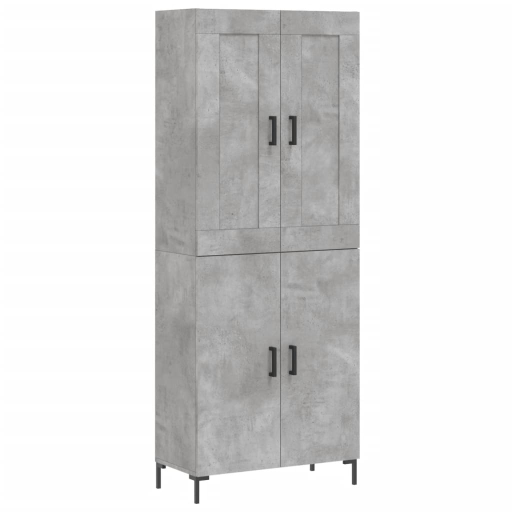 Visoka komoda siva betona 69,5x34x180 cm od konstruiranog drva