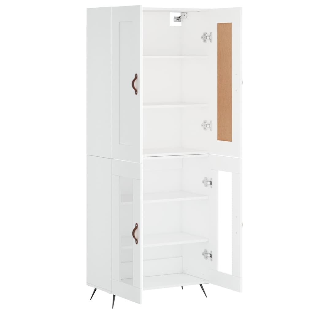 Visoka komoda bijela 69,5x34x180 cm konstruirano drvo
