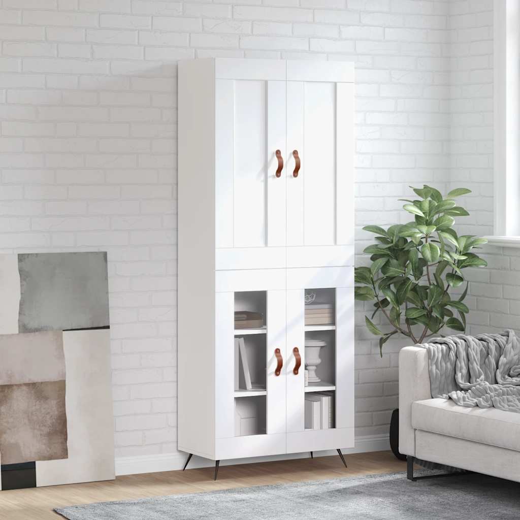 Visoka komoda bijela 69,5x34x180 cm konstruirano drvo