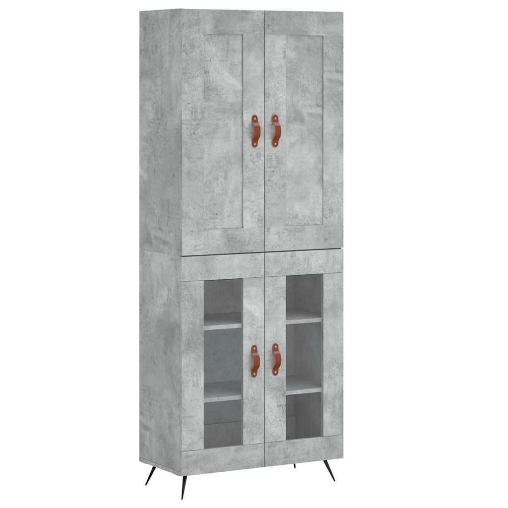 Visoka komoda siva betona 69,5x34x180 cm od konstruiranog drva