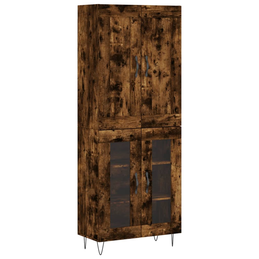 Visoka komoda dimljeni hrast 69,5x34x180 cm konstruiranog drva
