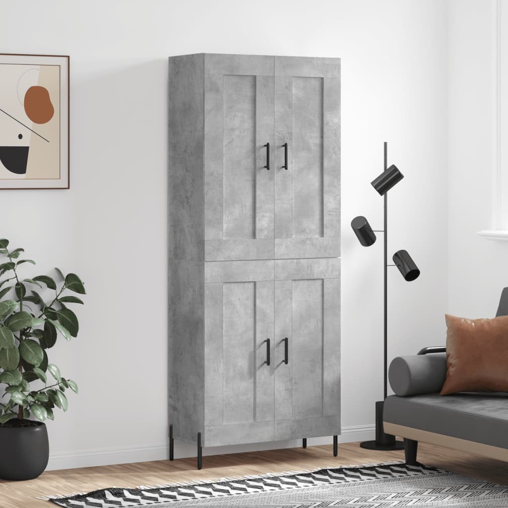 Visoka komoda siva betona 69,5x34x180 cm od konstruiranog drva