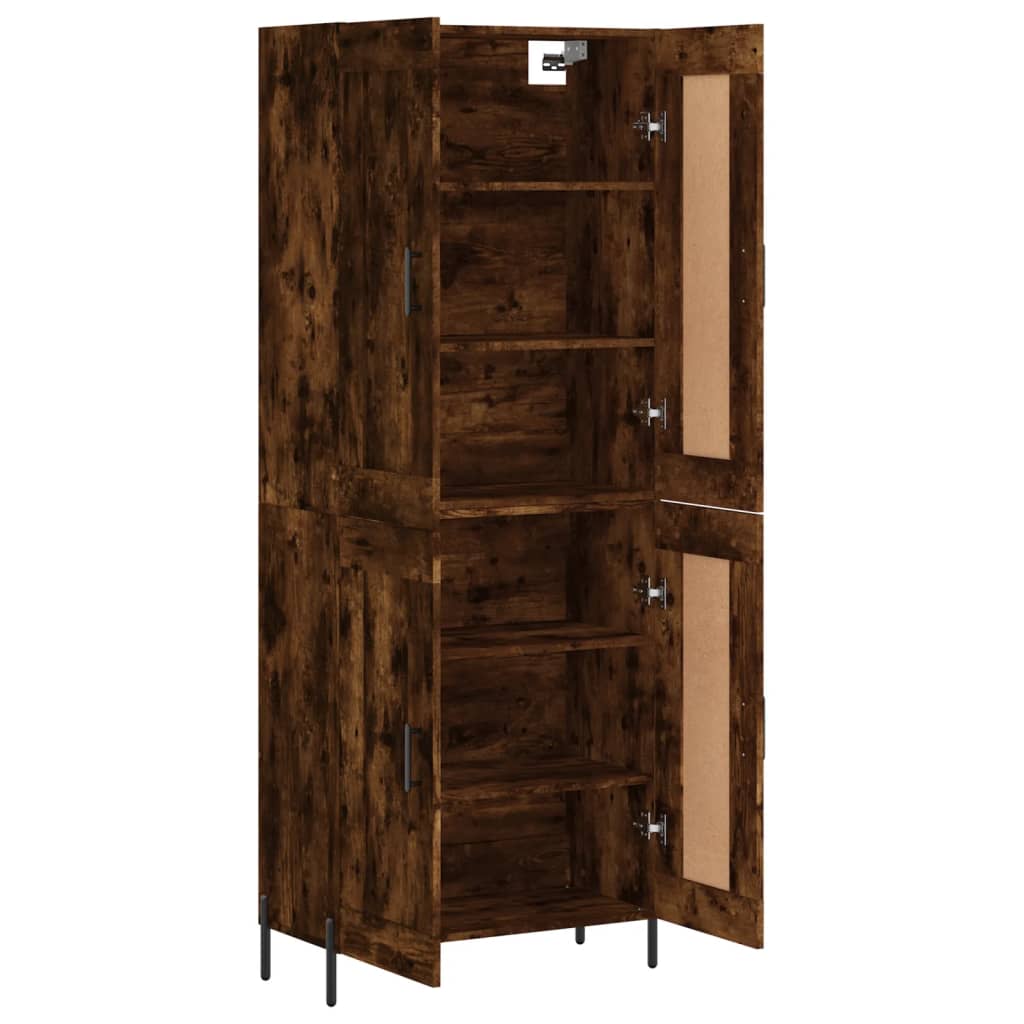 Visoka komoda dimljeni hrast 69,5x34x180 cm konstruiranog drva