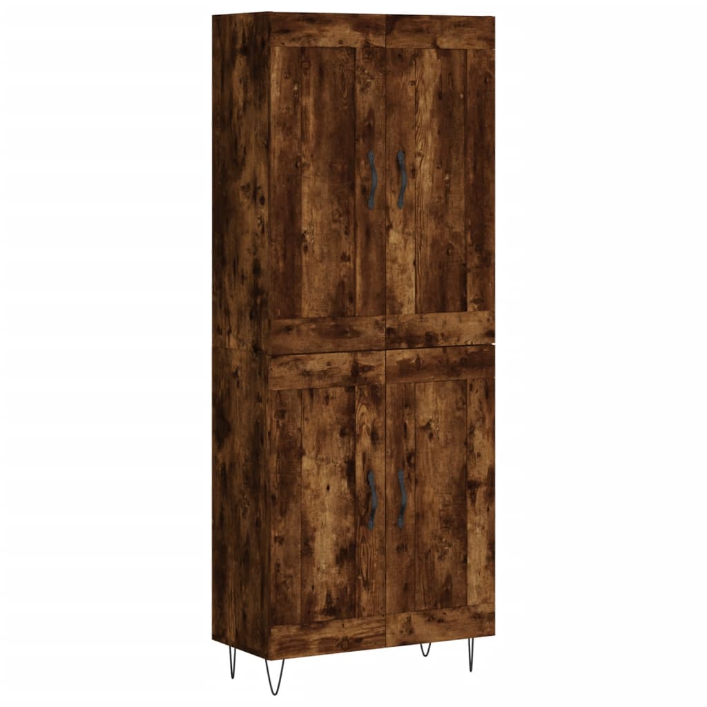 Visoka komoda dimljeni hrast 69,5x34x180 cm konstruiranog drva