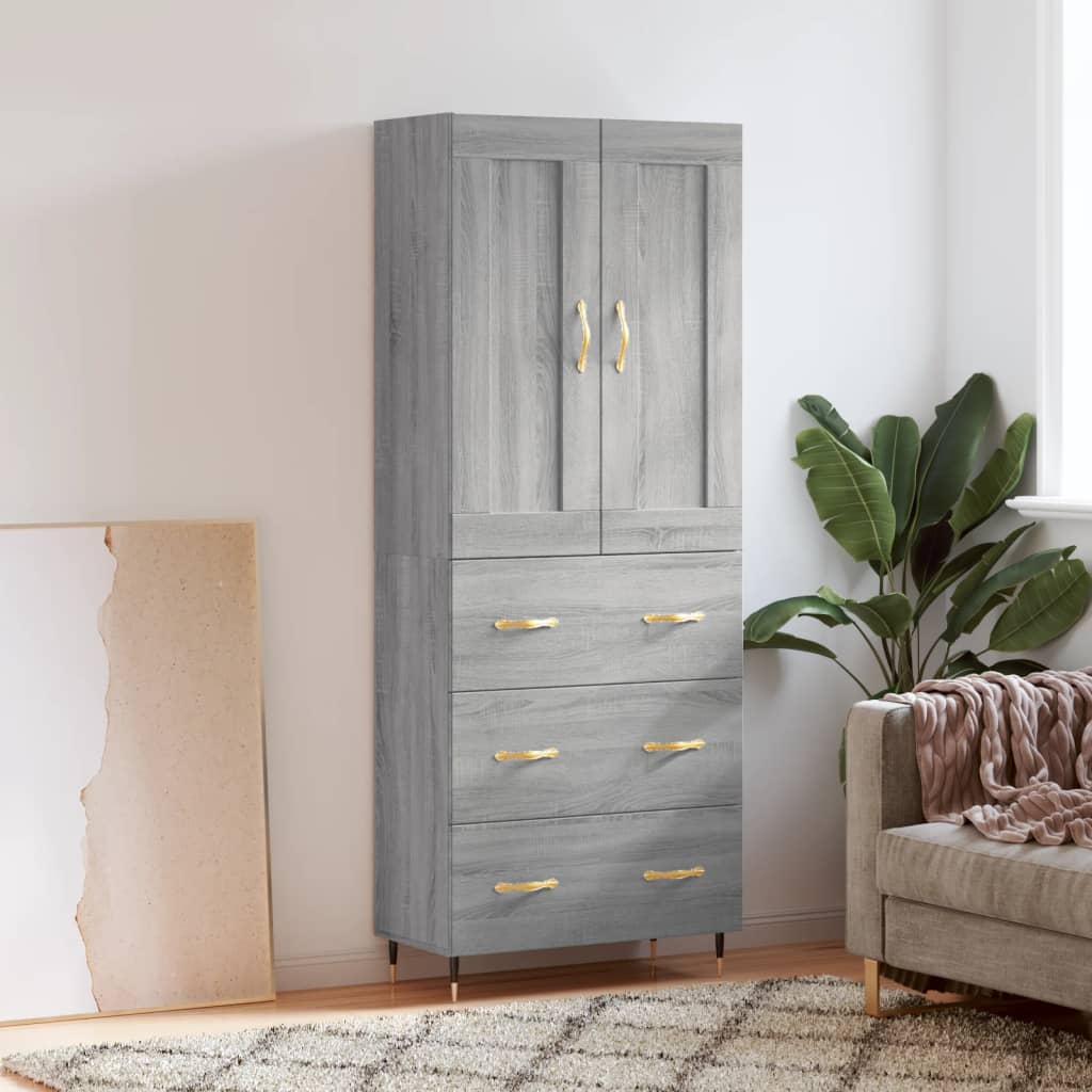 Visoka komoda siva sonome 69,5x34x180 cm od konstruiranog drva
