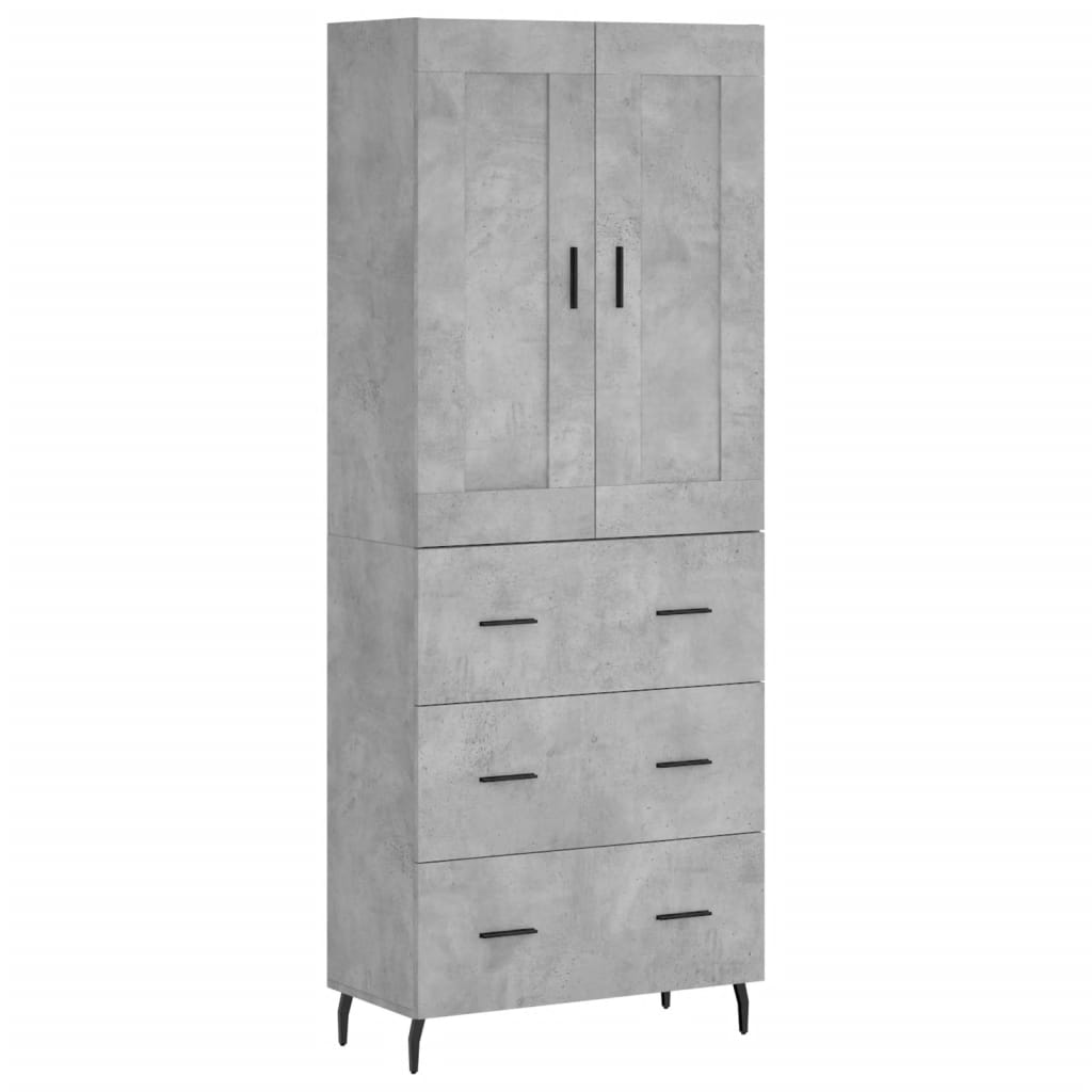 Visoka komoda siva betona 69,5x34x180 cm od konstruiranog drva