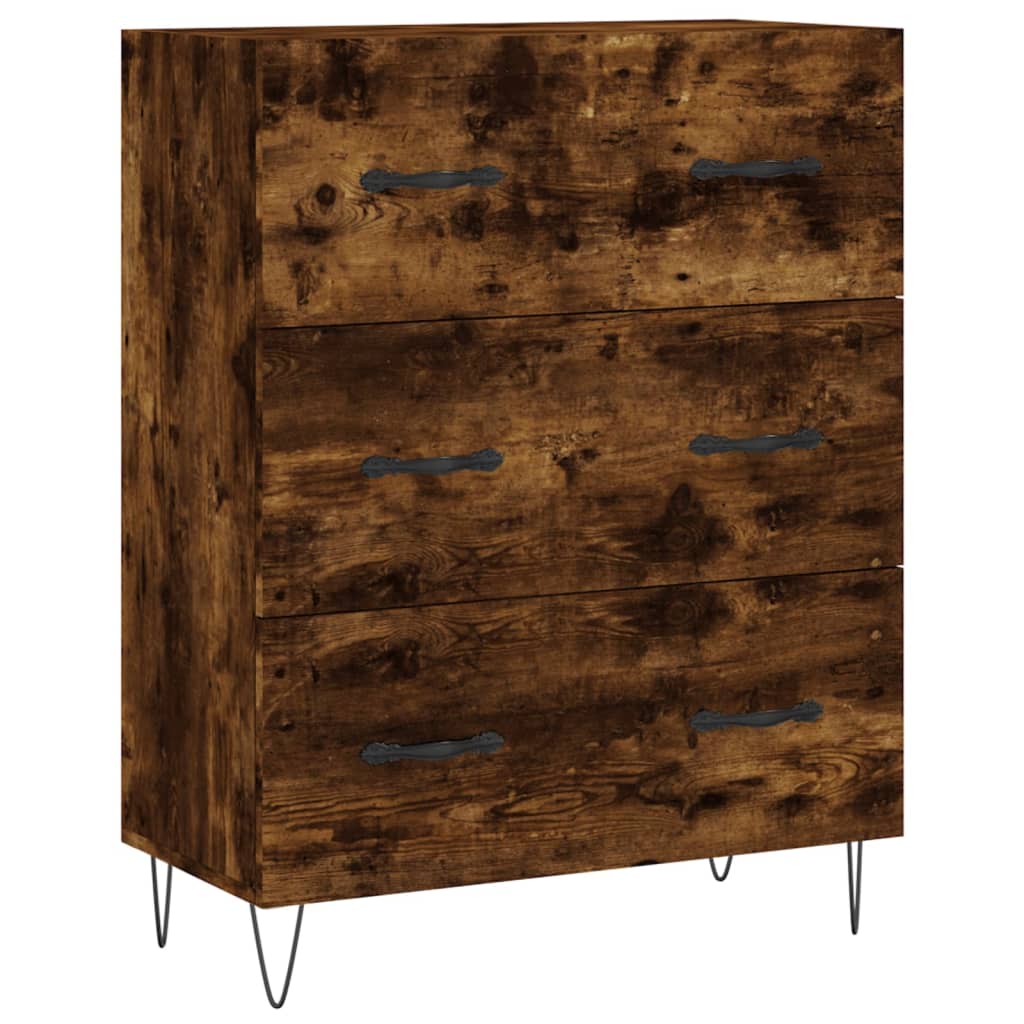 Visoka komoda dimljeni hrast 69,5x34x180 cm konstruiranog drva