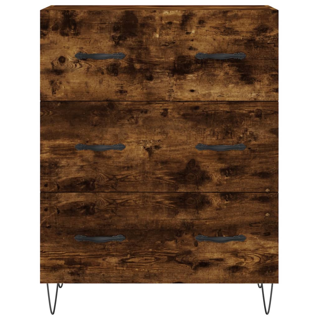Visoka komoda dimljeni hrast 69,5x34x180 cm konstruiranog drva