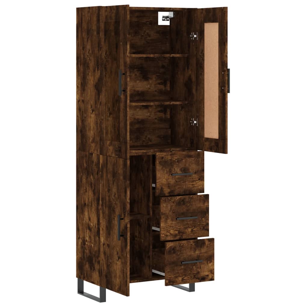Visoka komoda dimljeni hrast 69,5x34x180 cm konstruiranog drva