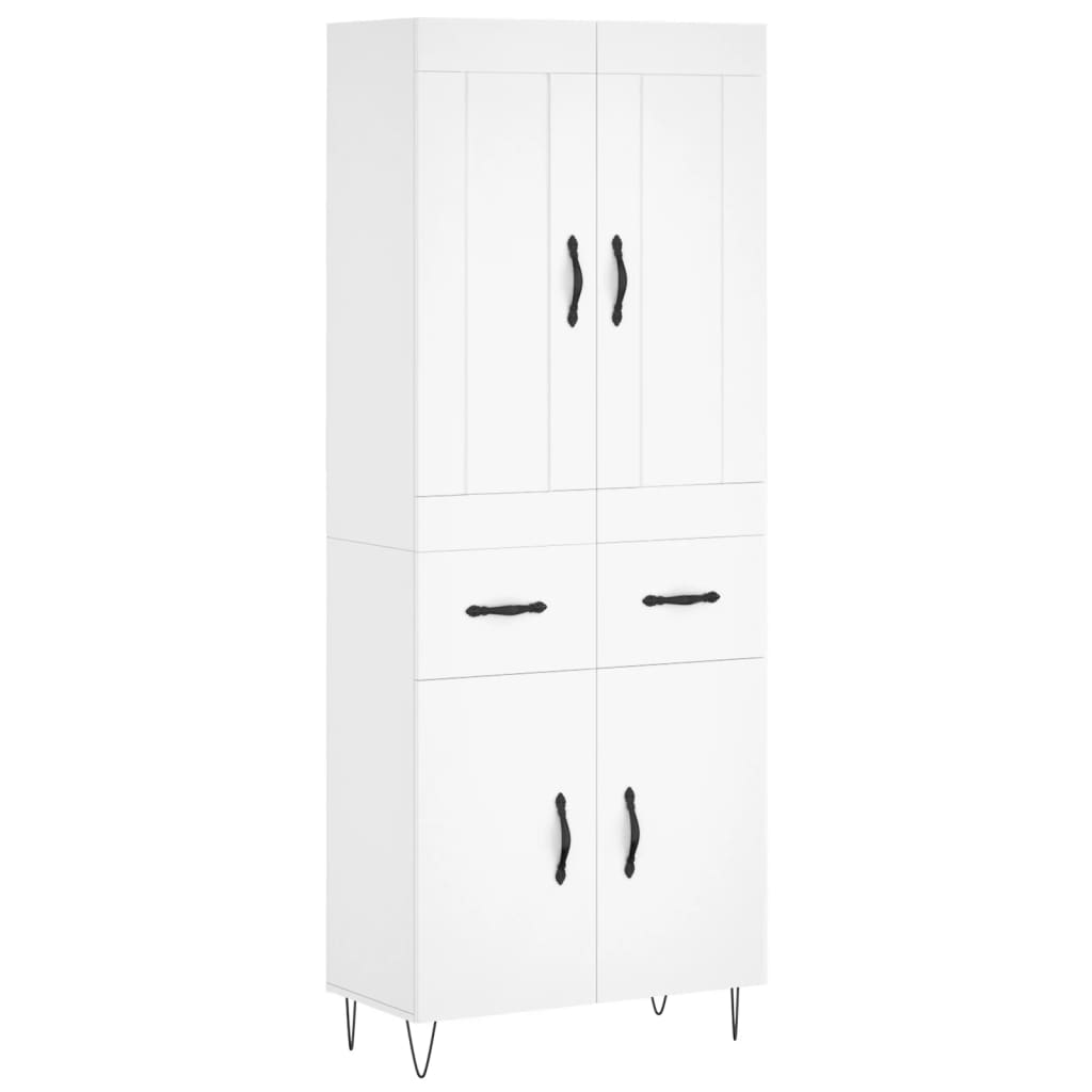 Visoka komoda bijela 69,5x34x180 cm konstruirano drvo