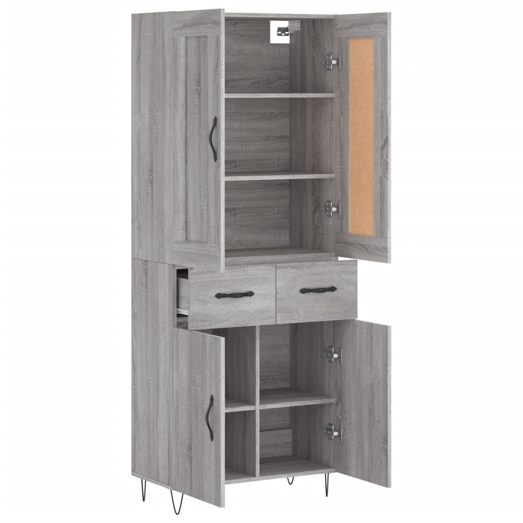 Visoka komoda siva sonome 69,5x34x180 cm od konstruiranog drva