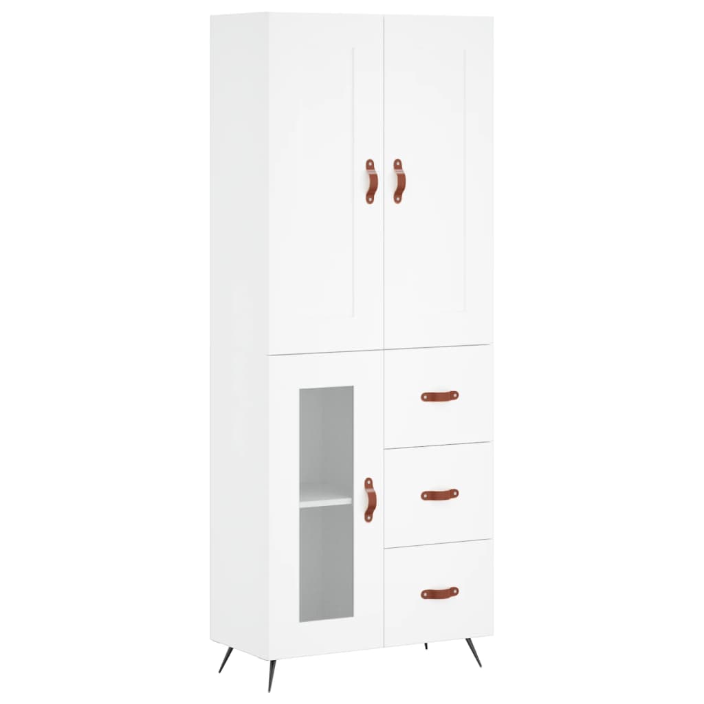 Visoka komoda bijela 69,5x34x180 cm konstruirano drvo