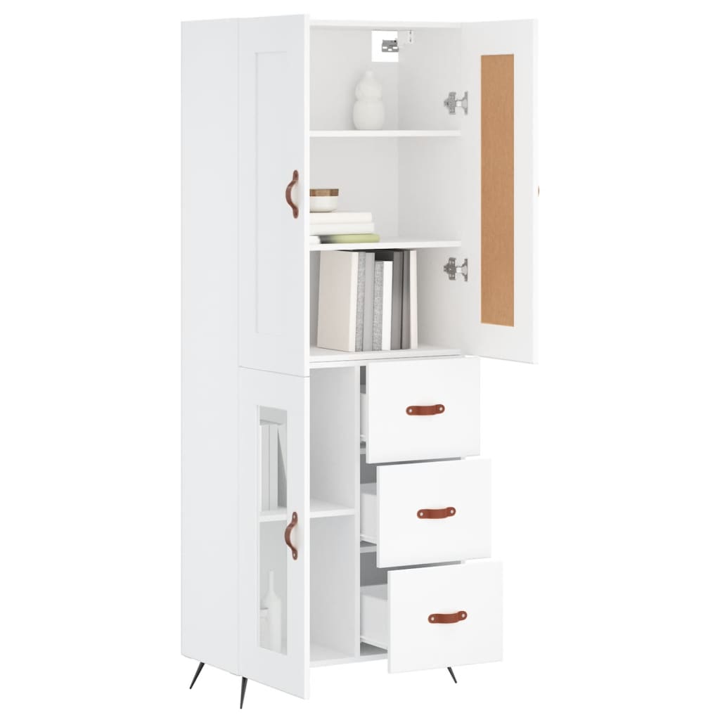 Visoka komoda bijela 69,5x34x180 cm konstruirano drvo