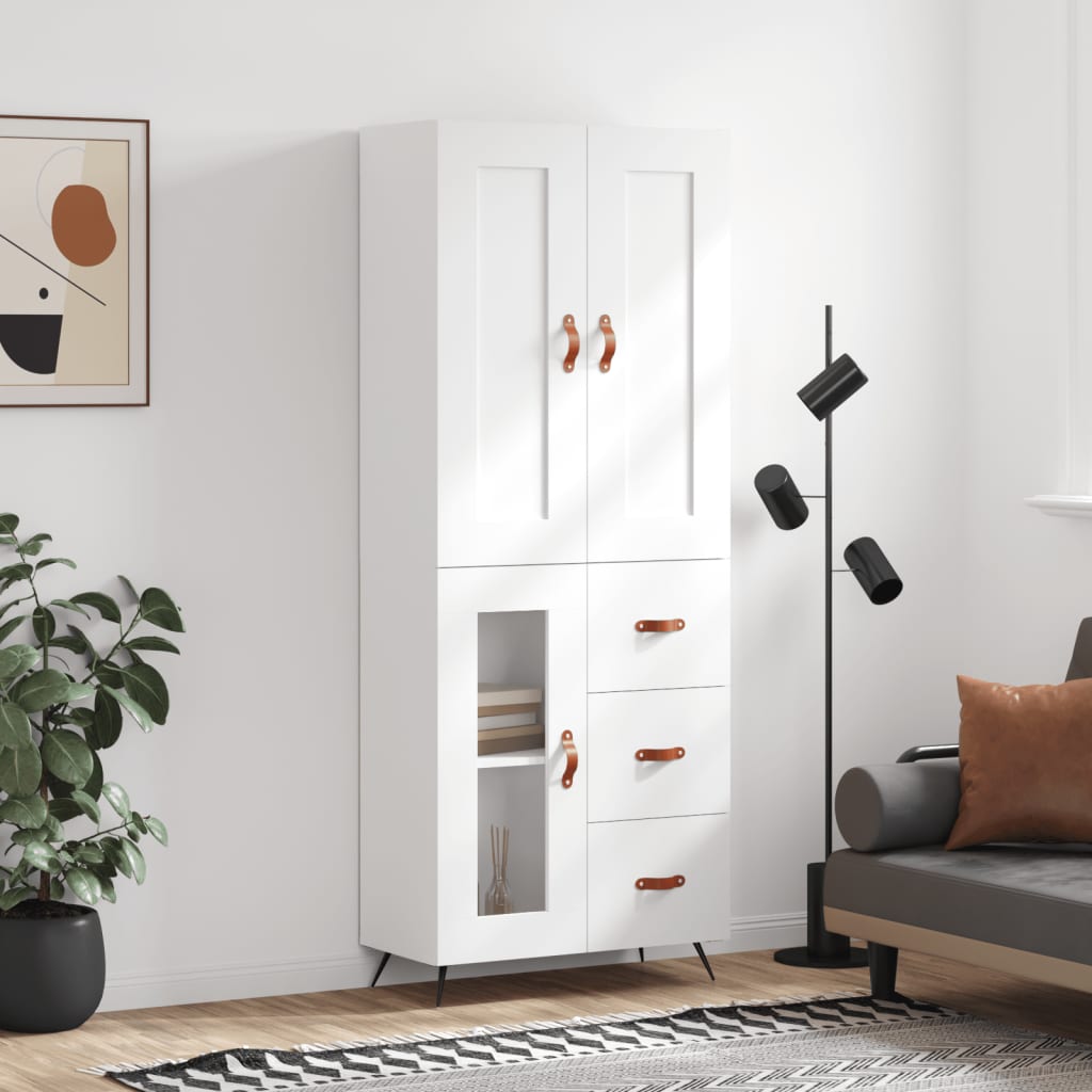 Visoka komoda bijela 69,5x34x180 cm konstruirano drvo