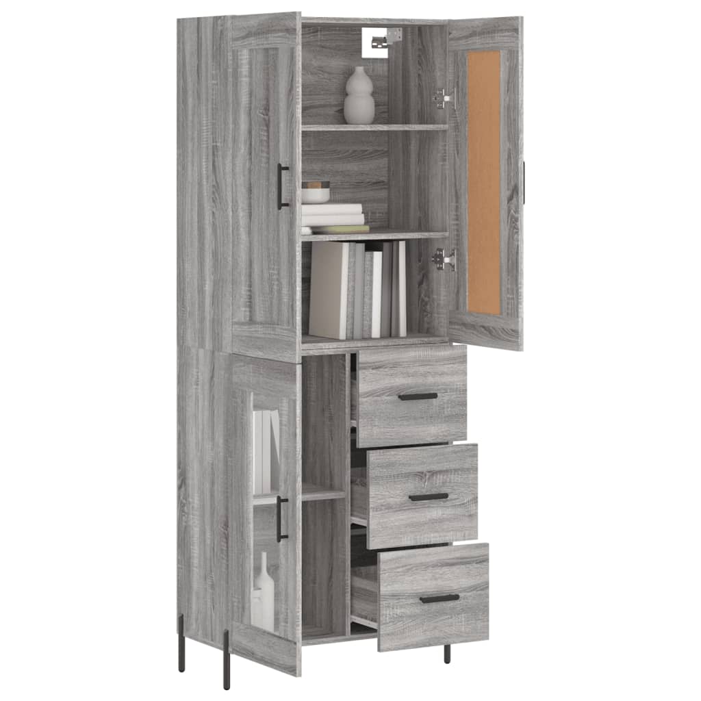 Visoka komoda siva sonome 69,5x34x180 cm od konstruiranog drva
