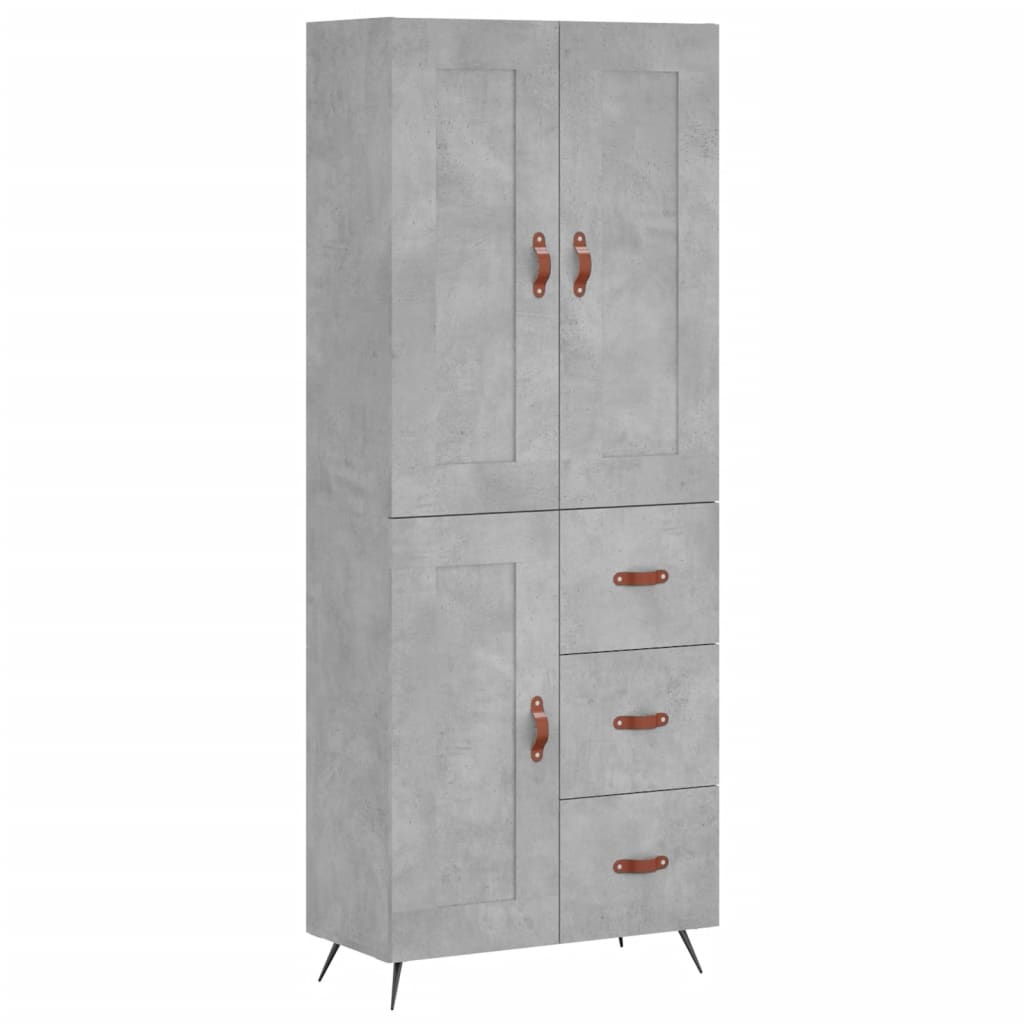 Visoka komoda siva betona 69,5x34x180 cm od konstruiranog drva