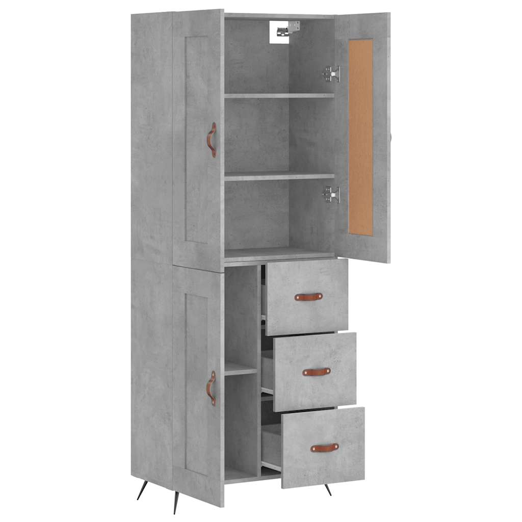 Visoka komoda siva betona 69,5x34x180 cm od konstruiranog drva