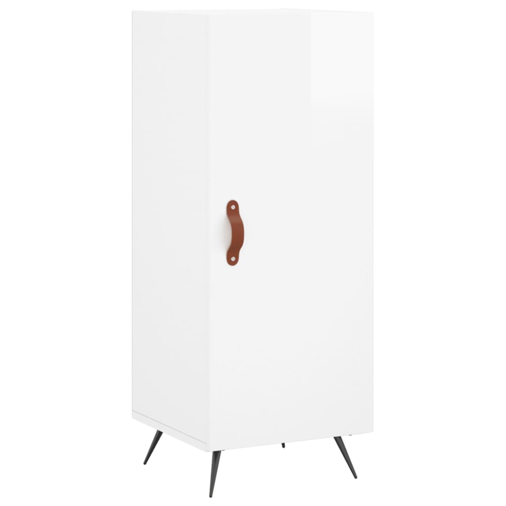 Visoka komoda sjajna bijela 34,5x34x180 cm konstruirano drvo