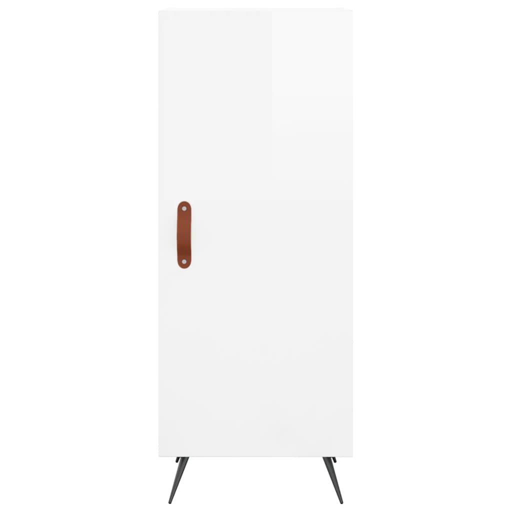 Visoka komoda sjajna bijela 34,5x34x180 cm konstruirano drvo