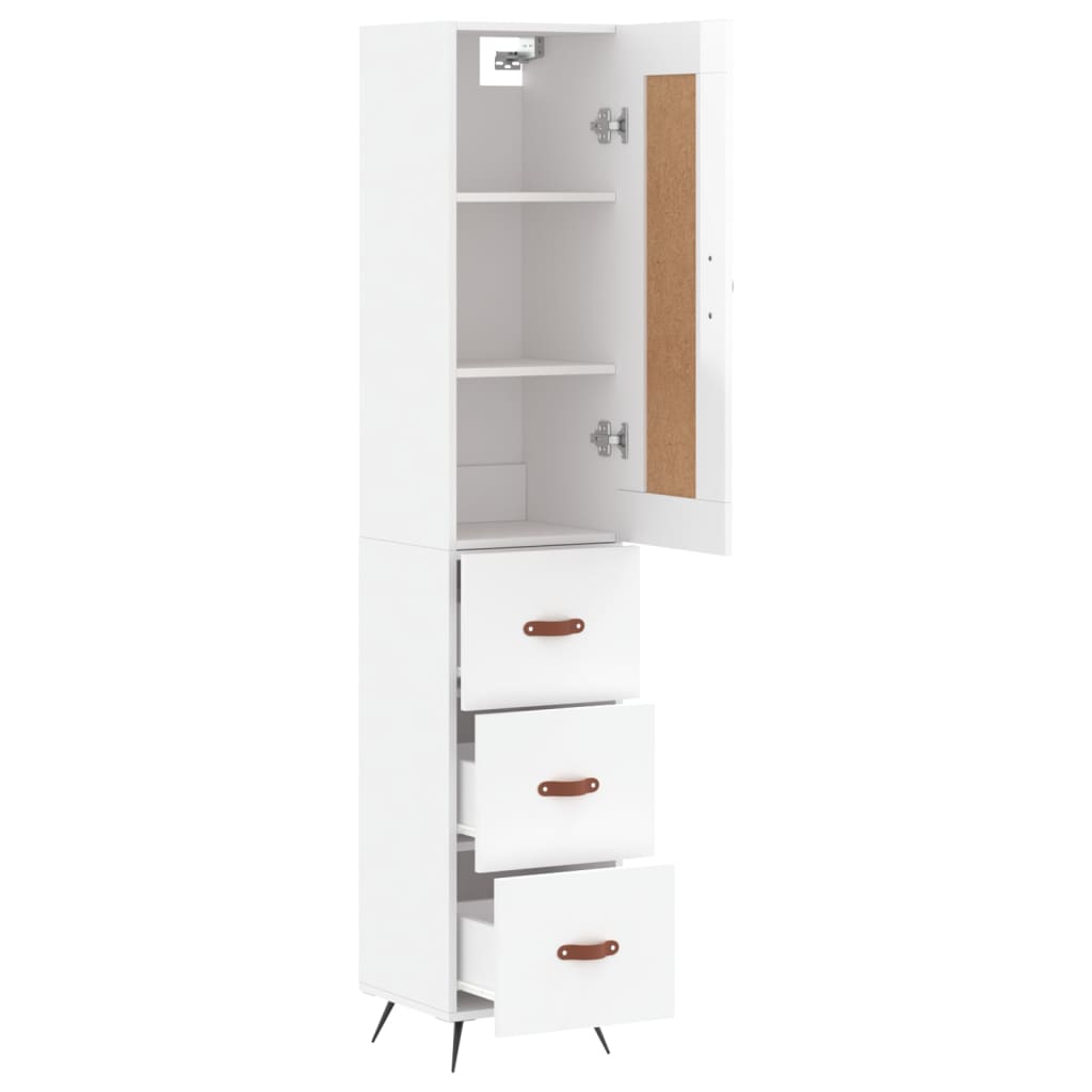 Visoka komoda sjajna bijela 34,5x34x180 cm konstruirano drvo