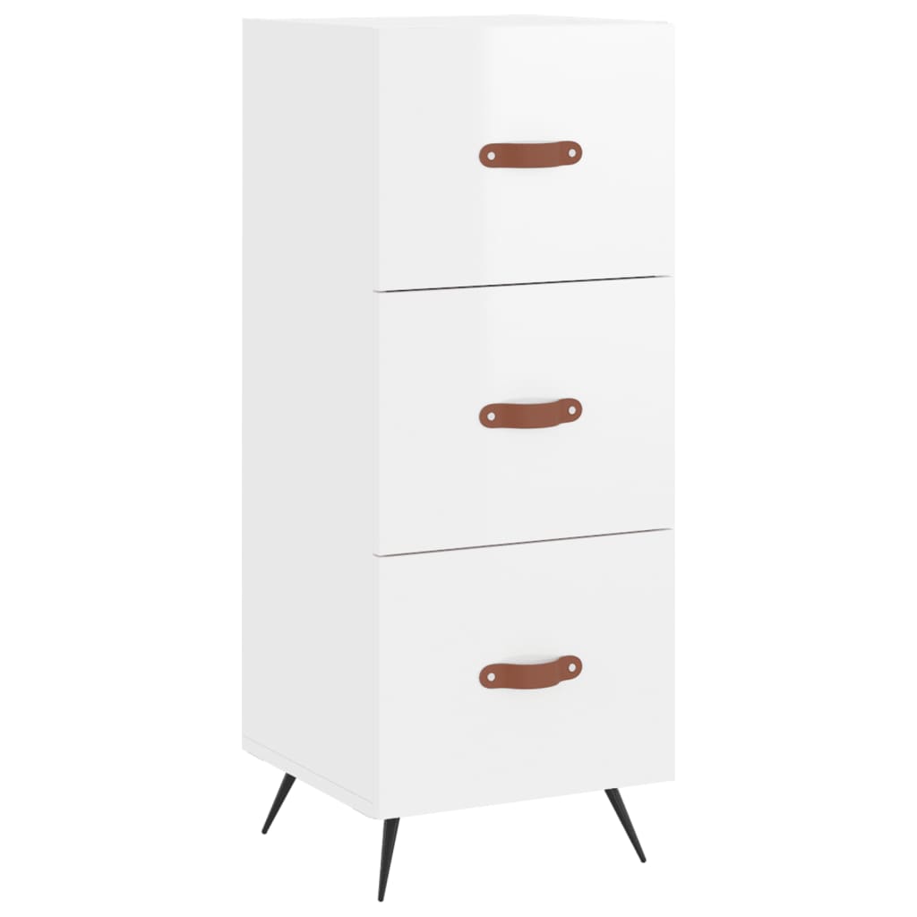 Visoka komoda sjajna bijela 34,5x34x180 cm konstruirano drvo