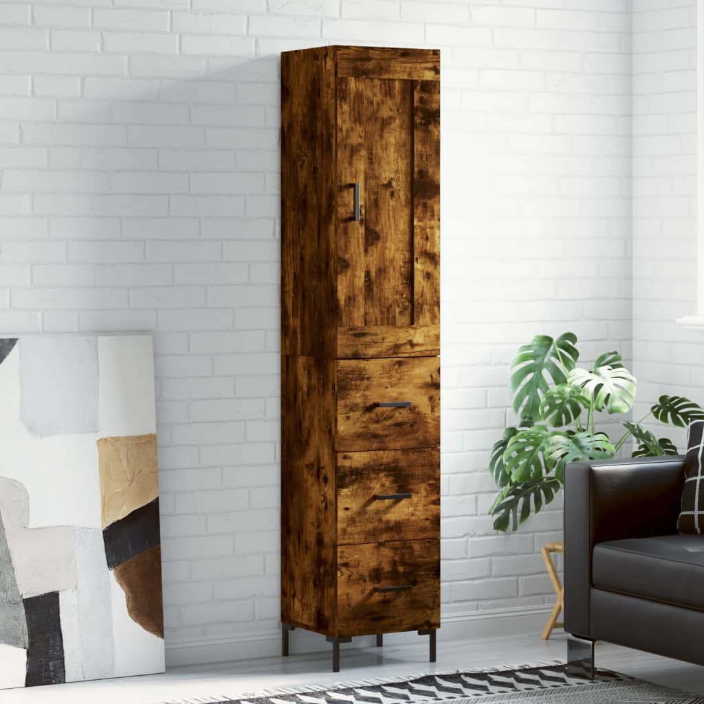 Visoka komoda dimljeni hrast 34,5x34x180cm konstruiranog drva