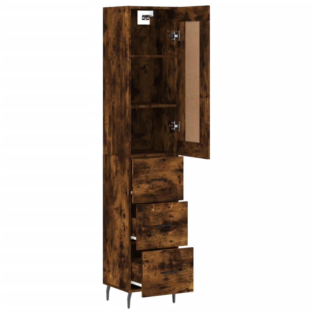 Visoka komoda dimljeni hrast 34,5x34x180cm konstruiranog drva
