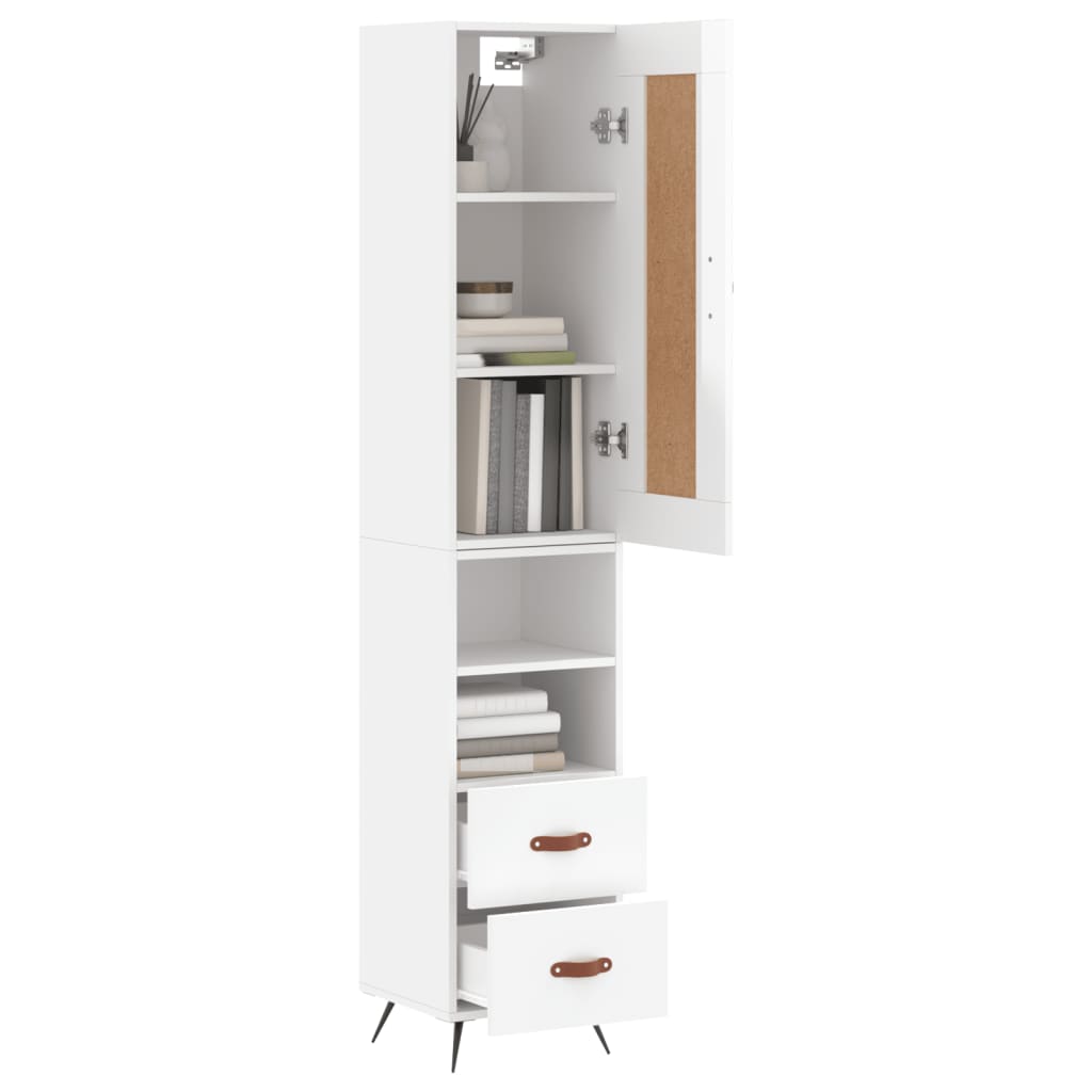 Visoka komoda sjajna bijela 34,5x34x180 cm konstruirano drvo