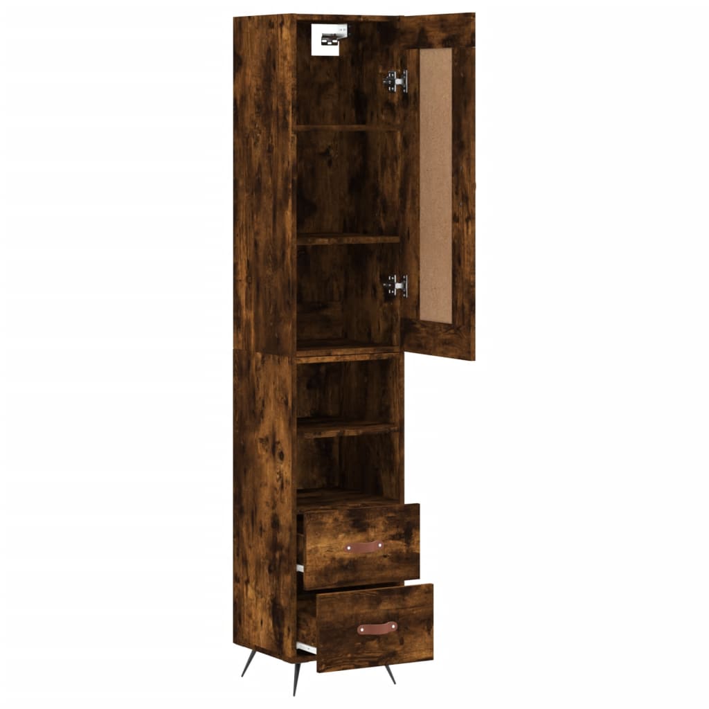 Visoka komoda dimljeni hrast 34,5x34x180cm konstruiranog drva