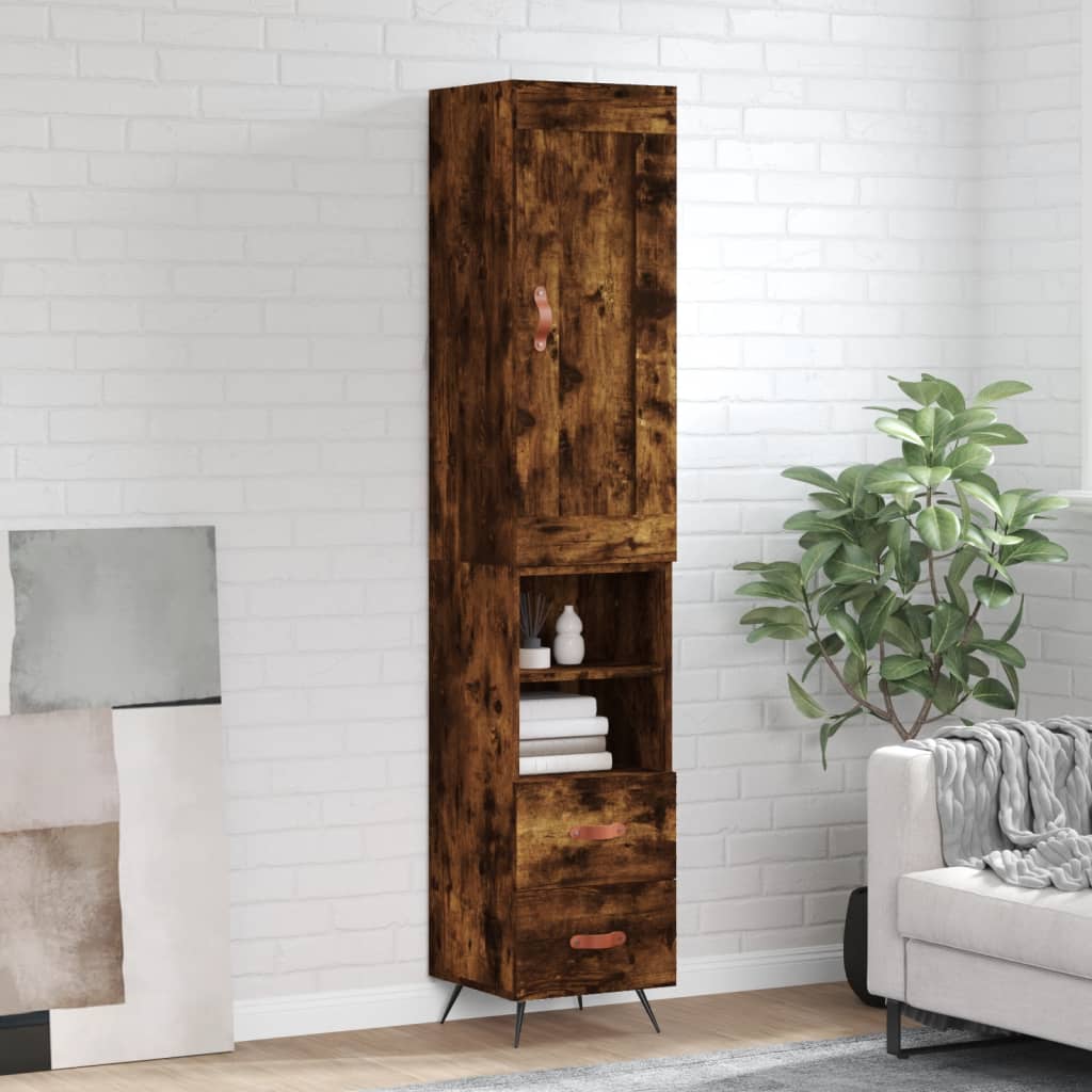 Visoka komoda dimljeni hrast 34,5x34x180cm konstruiranog drva