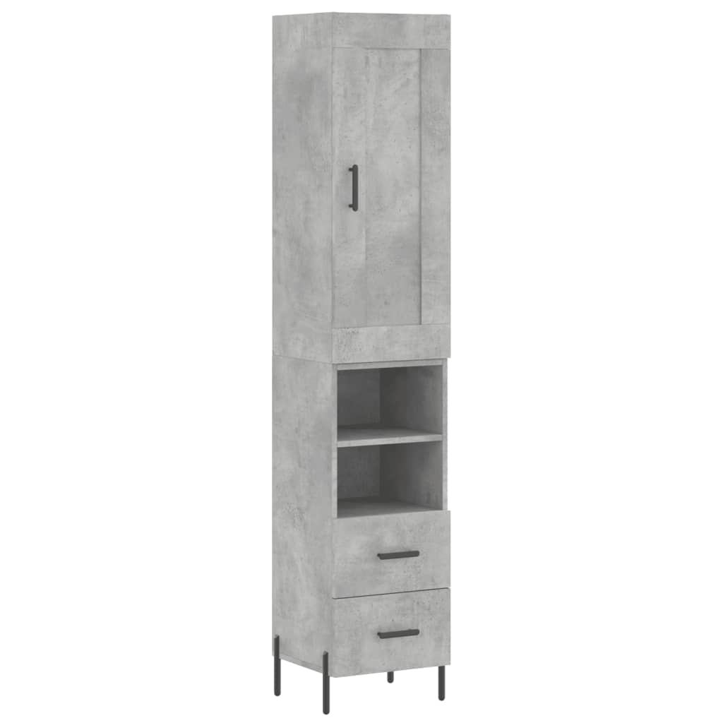 Visoka komoda siva betona 34,5x34x180 cm od konstruiranog drva
