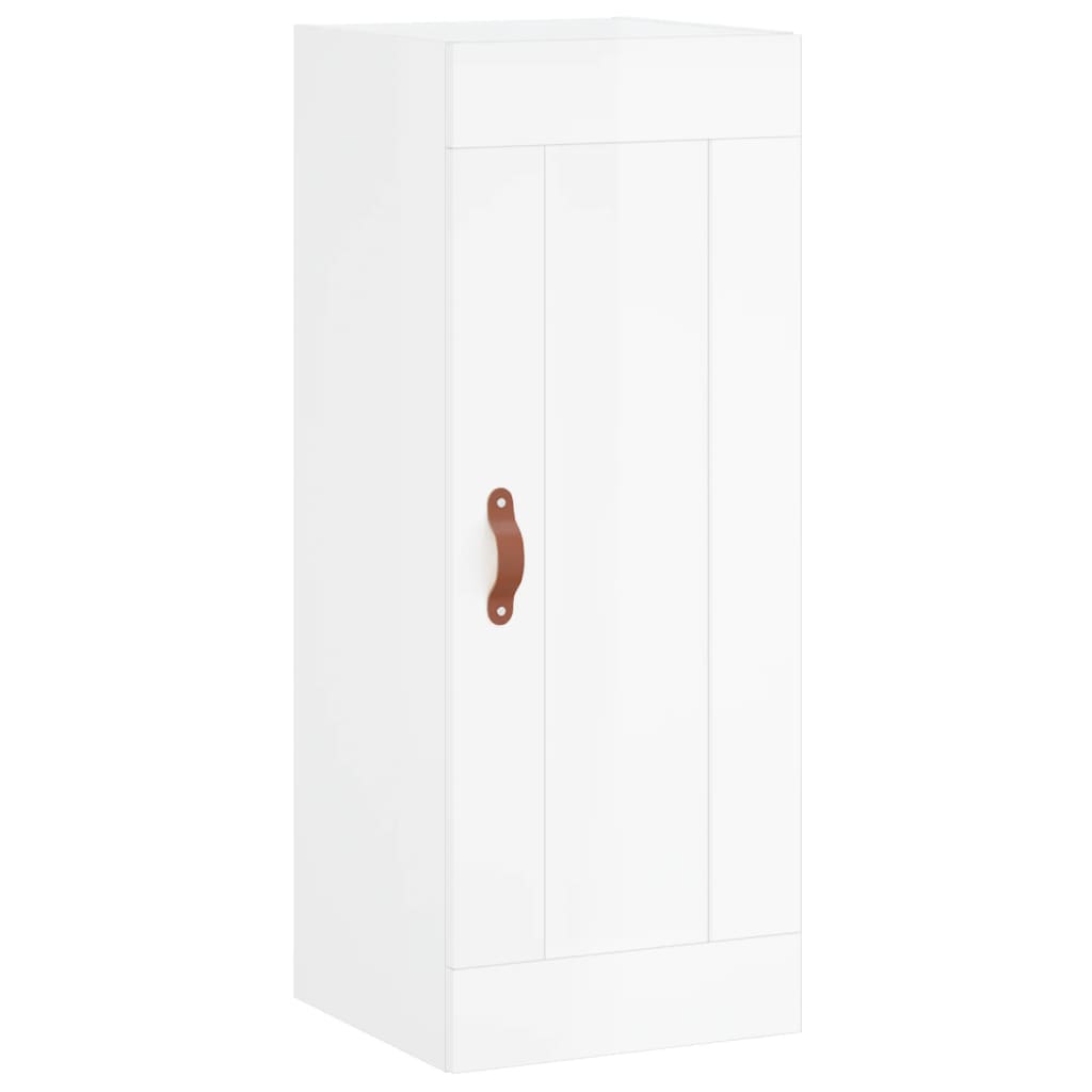Visoka komoda sjajna bijela 34,5x34x180 cm konstruirano drvo