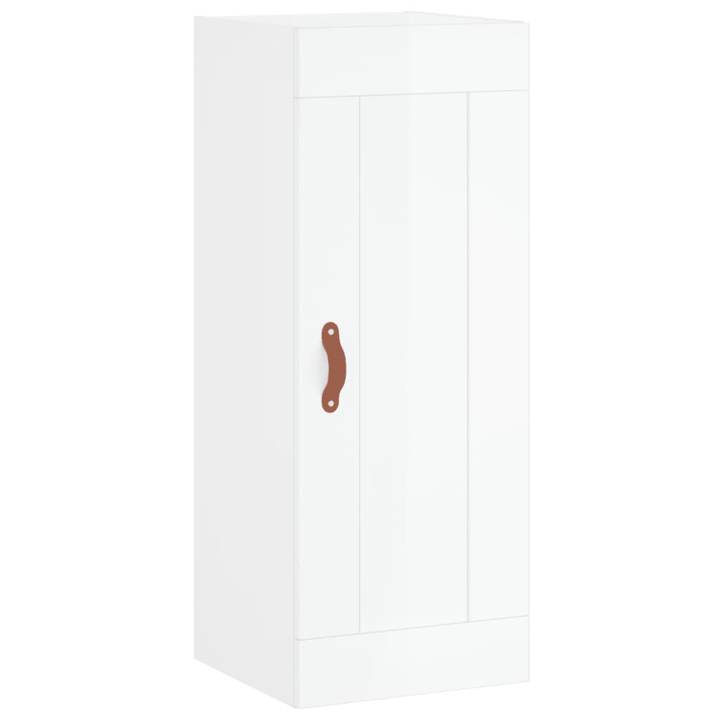 Visoka komoda sjajna bijela 34,5x34x180 cm konstruirano drvo