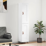 Visoka komoda sjajna bijela 34,5x34x180 cm konstruirano drvo