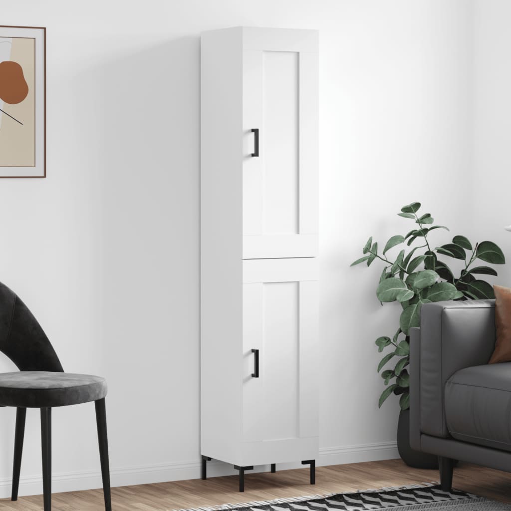 Visoka komoda bijeli 34,5x34x180 cm od konstruiranog drva