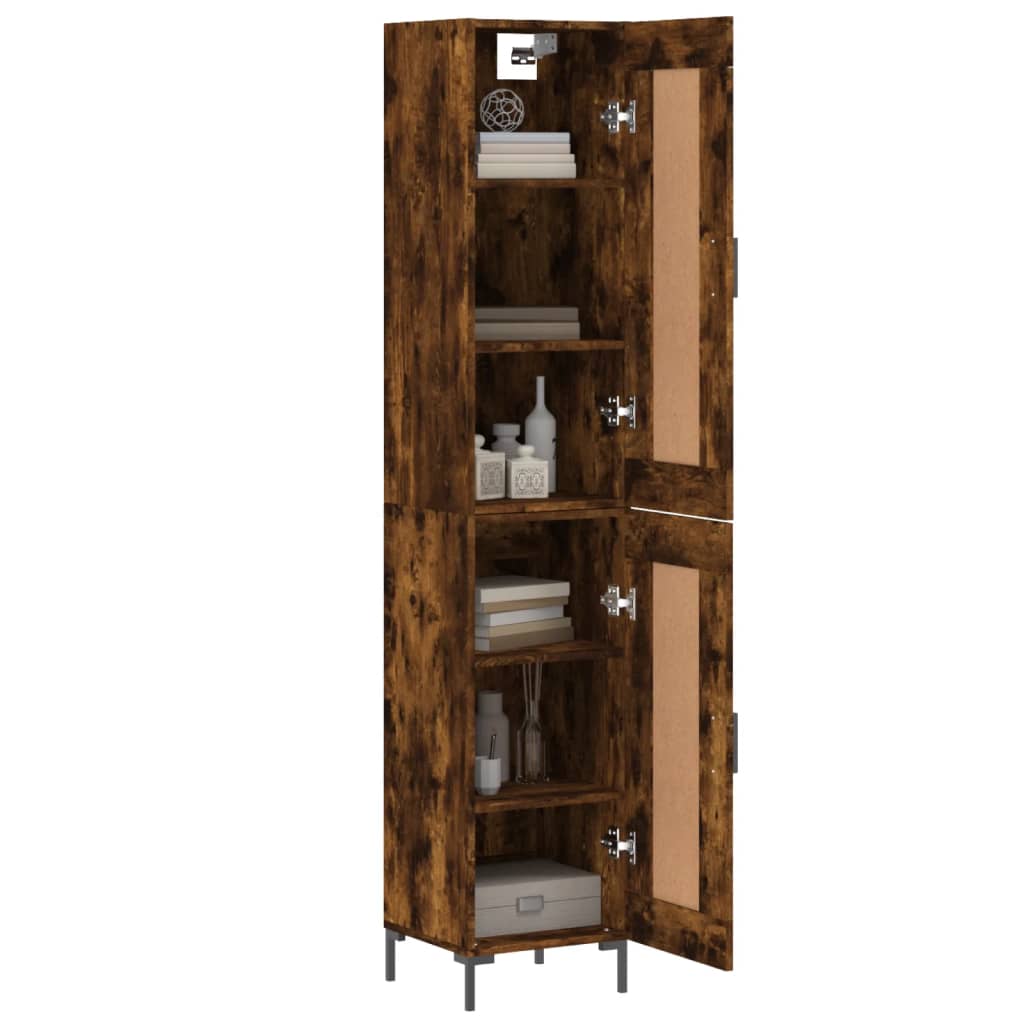 Visoka komoda dimljeni hrast 34,5x34x180cm konstruiranog drva