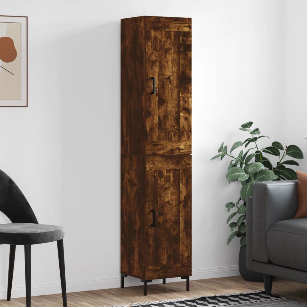 Visoka komoda dimljeni hrast 34,5x34x180cm konstruiranog drva
