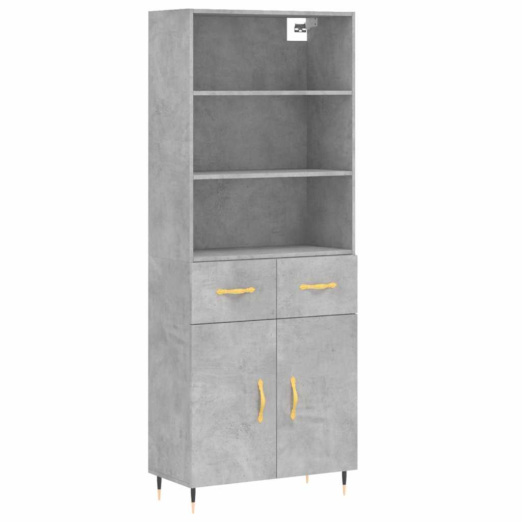 Visoka komoda siva betona 69,5x34x180 cm od konstruiranog drva