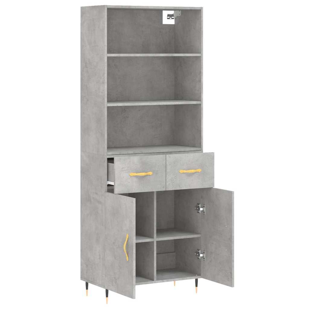 Visoka komoda siva betona 69,5x34x180 cm od konstruiranog drva
