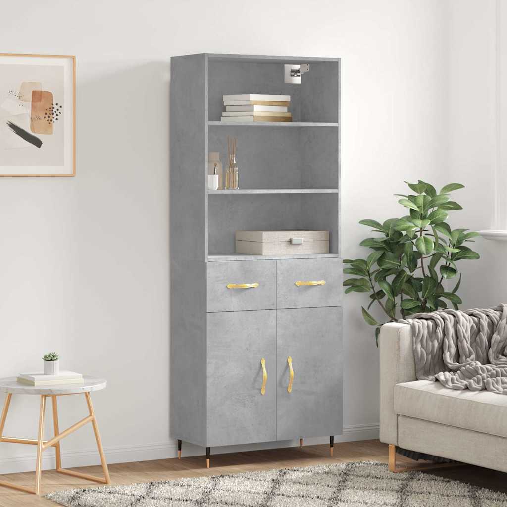Visoka komoda siva betona 69,5x34x180 cm od konstruiranog drva