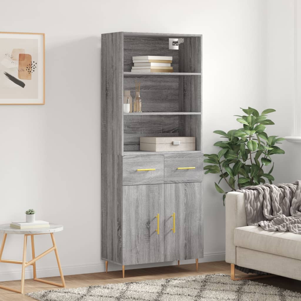 Visoka komoda siva sonome 69,5x34x180 cm od konstruiranog drva