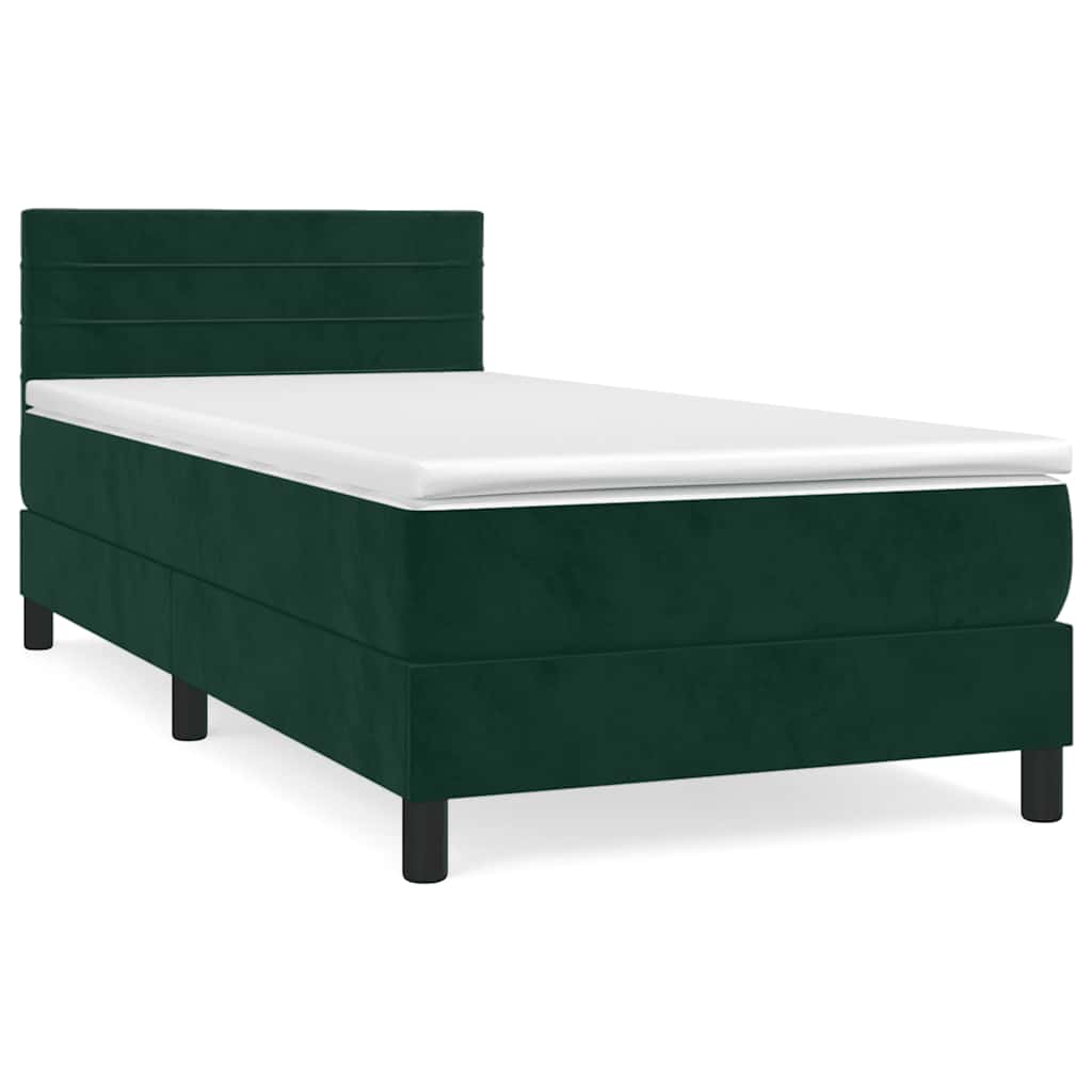 Box spring krevet s madracem tamnozeleni 90x190 cm baršunasti