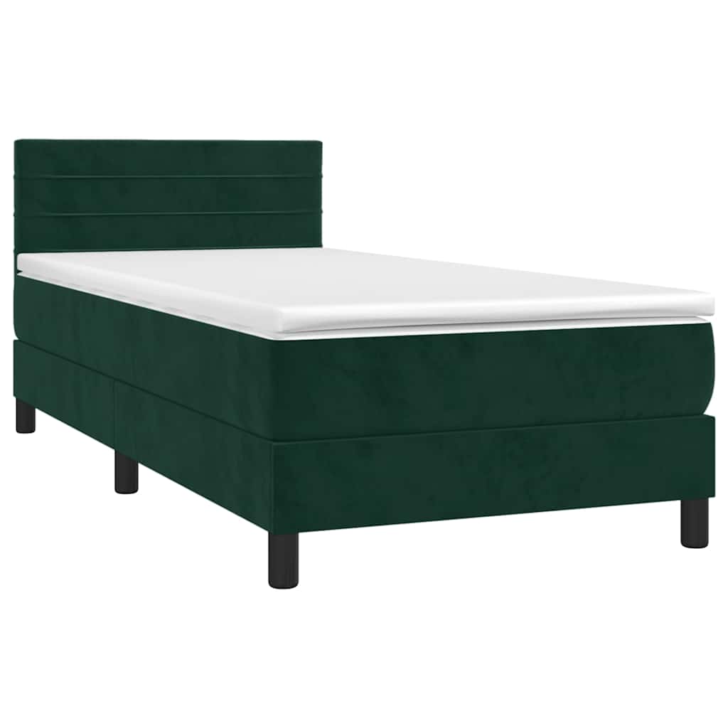 Box spring krevet s madracem tamnozeleni 90x200 cm baršunasti