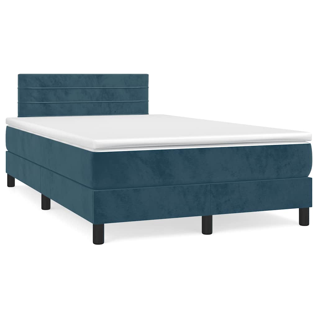 Box spring krevet s madracem tamnoplavi 120 x 200 cm baršunasti