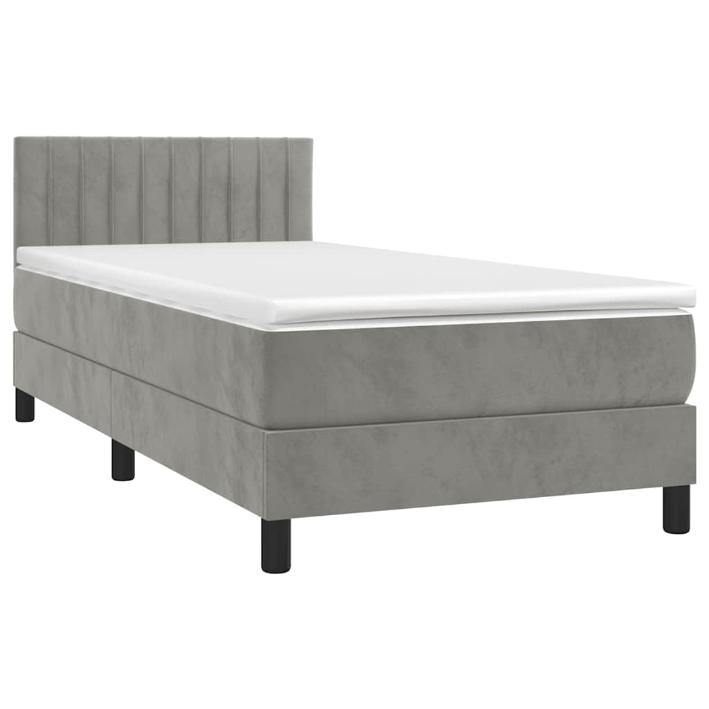 Box spring krevet s madracem svjetlosivi 80 x 200 cm baršunasti