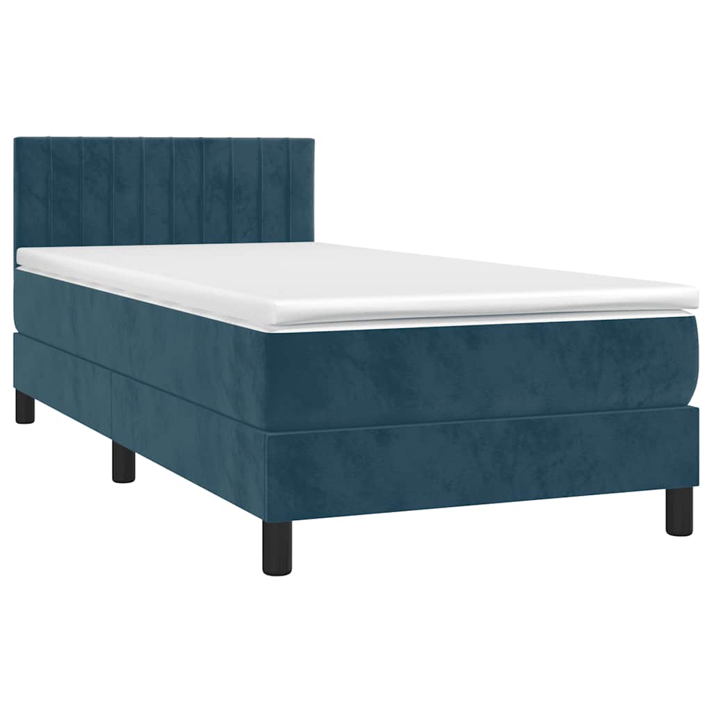 Box spring krevet s madracem tamnoplavi 90x200 cm baršunasti