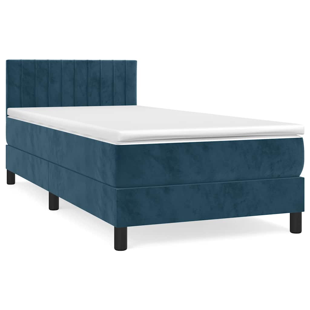 Box spring krevet s madracem tamnoplavi 100x200 cm baršunasti