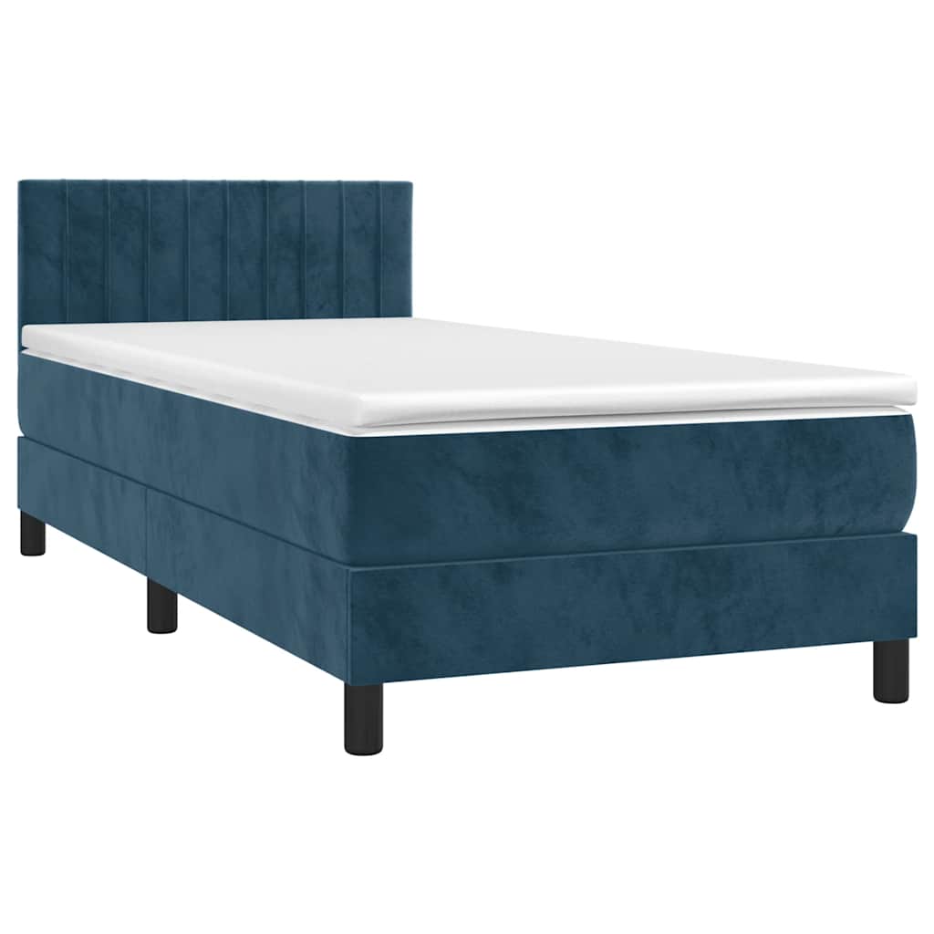 Box spring krevet s madracem tamnoplavi 100x200 cm baršunasti